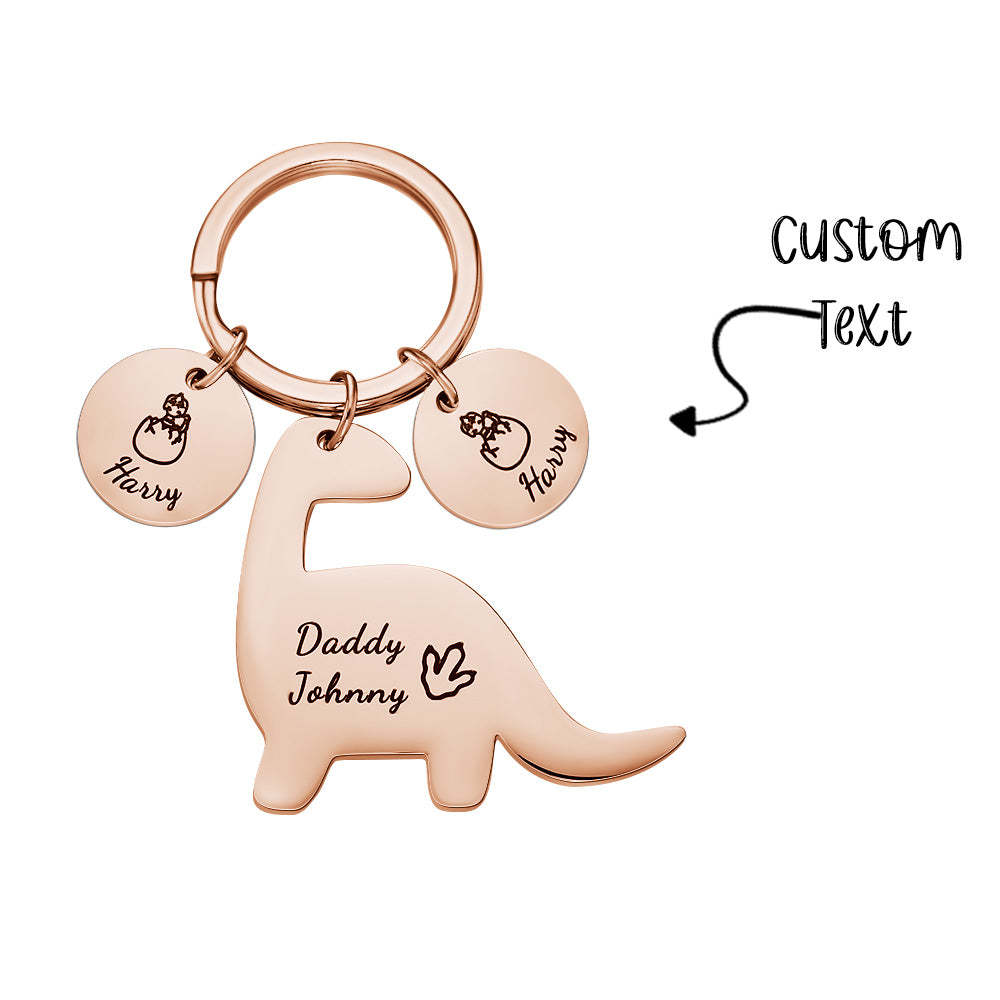 Custom Engraved Dinosaur Keychain Lovely Keyring Gift For Dad - soufeelmy