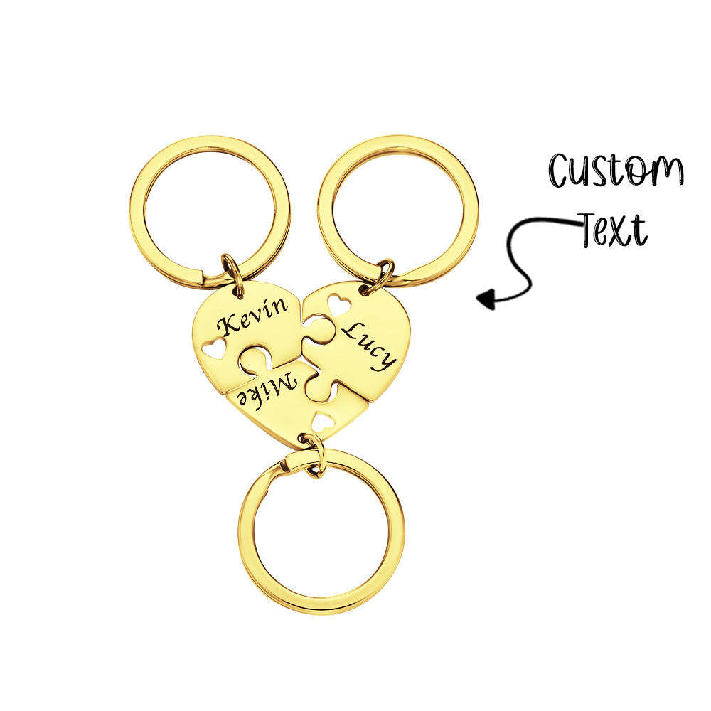 Custom Engraved Keychain 3 in 1 Heart Jigsaw Puzzle Keychain Gift for Love - soufeelmy