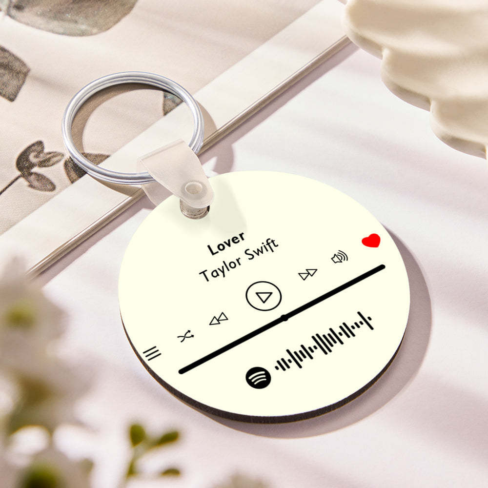 Custom Photo Scannable Spotify Code Keychain Round Music Song Keychain Anniversary Gifts - soufeelmy