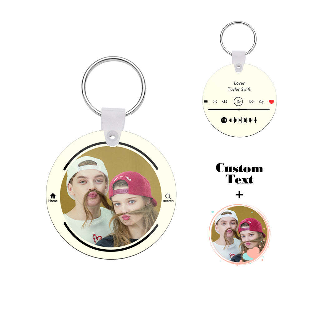 Custom Photo Scannable Spotify Code Keychain Round Music Song Keychain Anniversary Gifts - soufeelmy