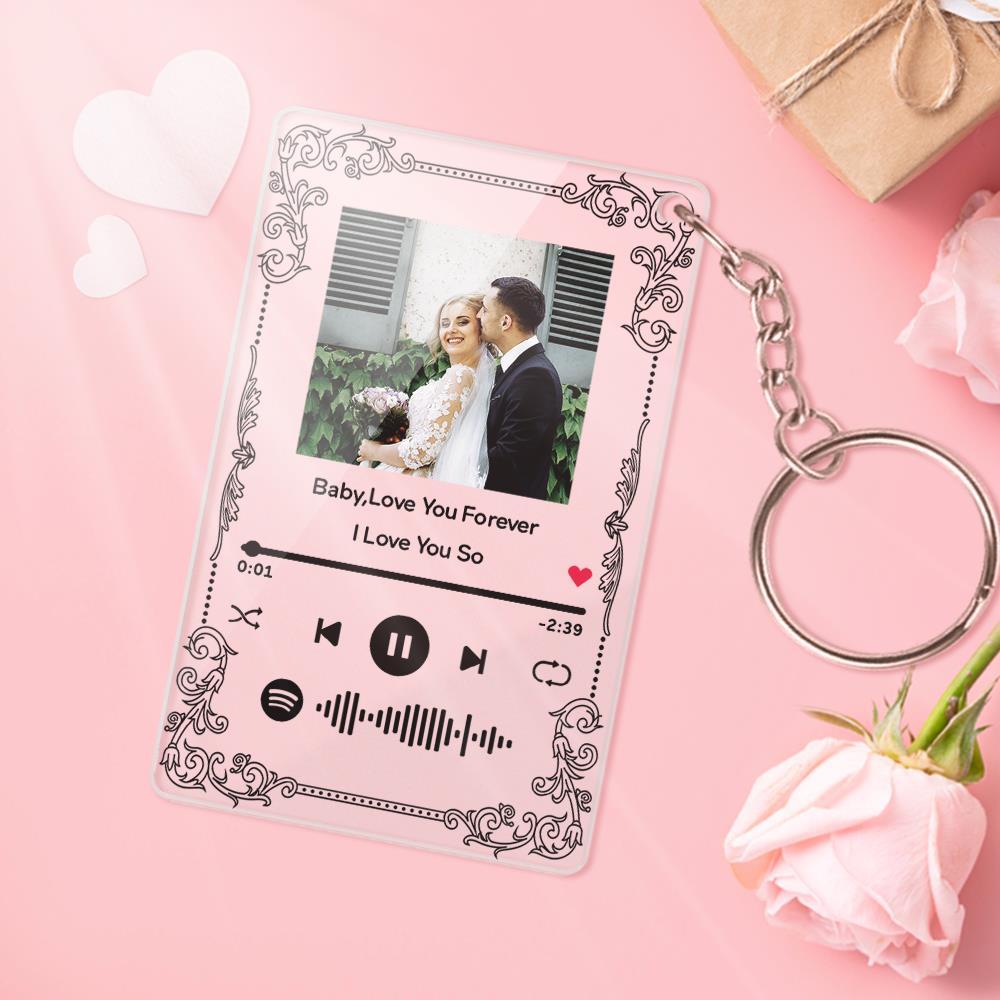 Personalized Spotify Code Keychain Acrylic Music Board Plaque Couple Photo Gift - soufeelmy