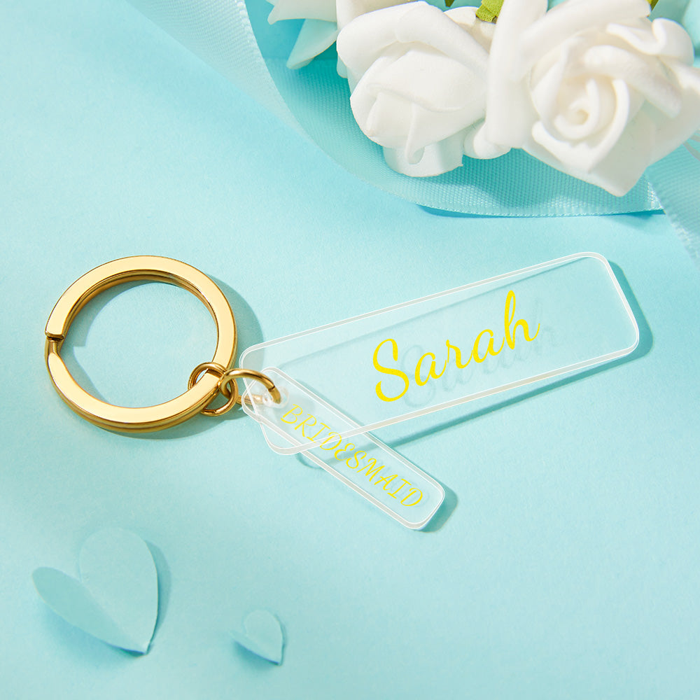 Custom Engraved Acrylic Keychains Bridesmaid Keychain Wedding Party Gift - soufeelmy