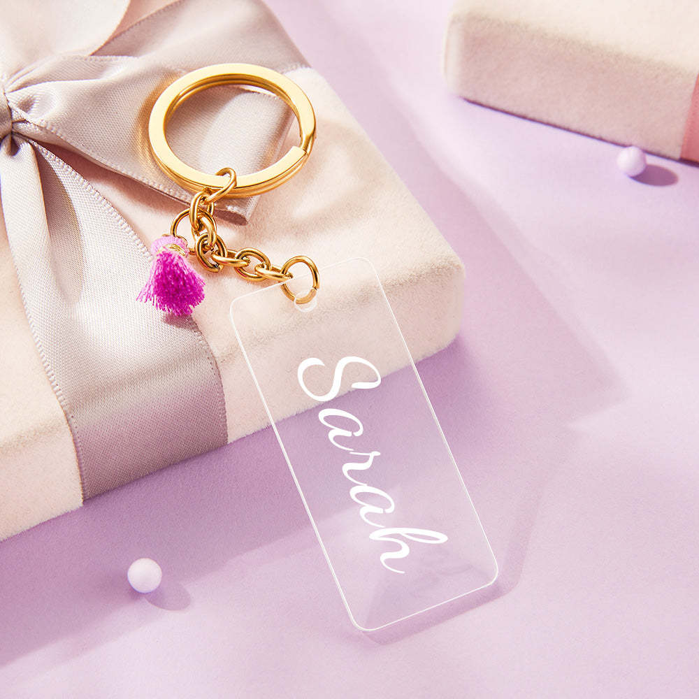 Custom Engraved Acrylic Keychains Tassel Keyring Name Keychain - soufeelmy