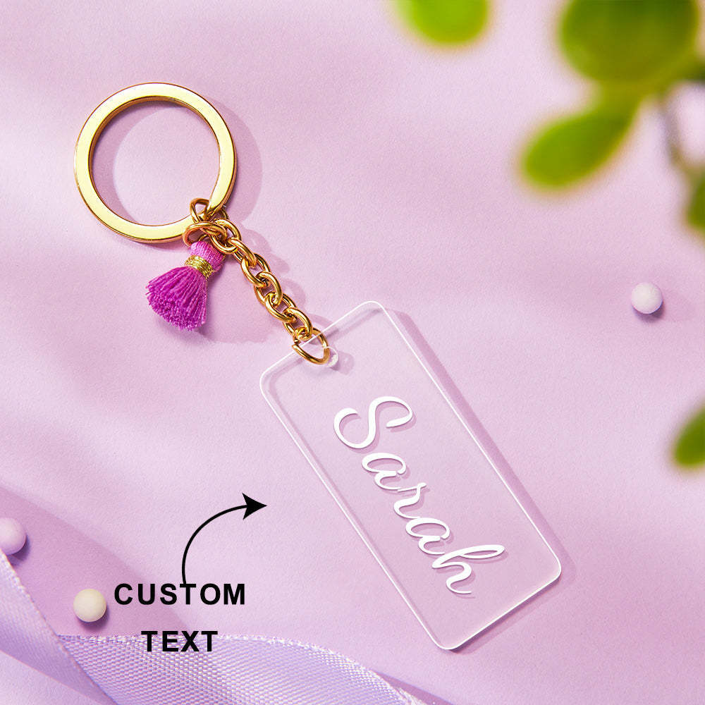 Custom Engraved Acrylic Keychains Tassel Keyring Name Keychain - soufeelmy