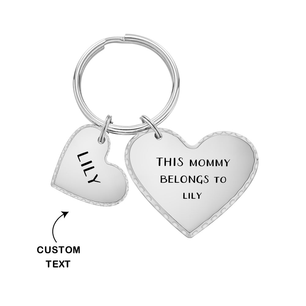 Custom Heart Photo Text Keychain with Small Heart Pendant Mother's Day Gifts - soufeelmy