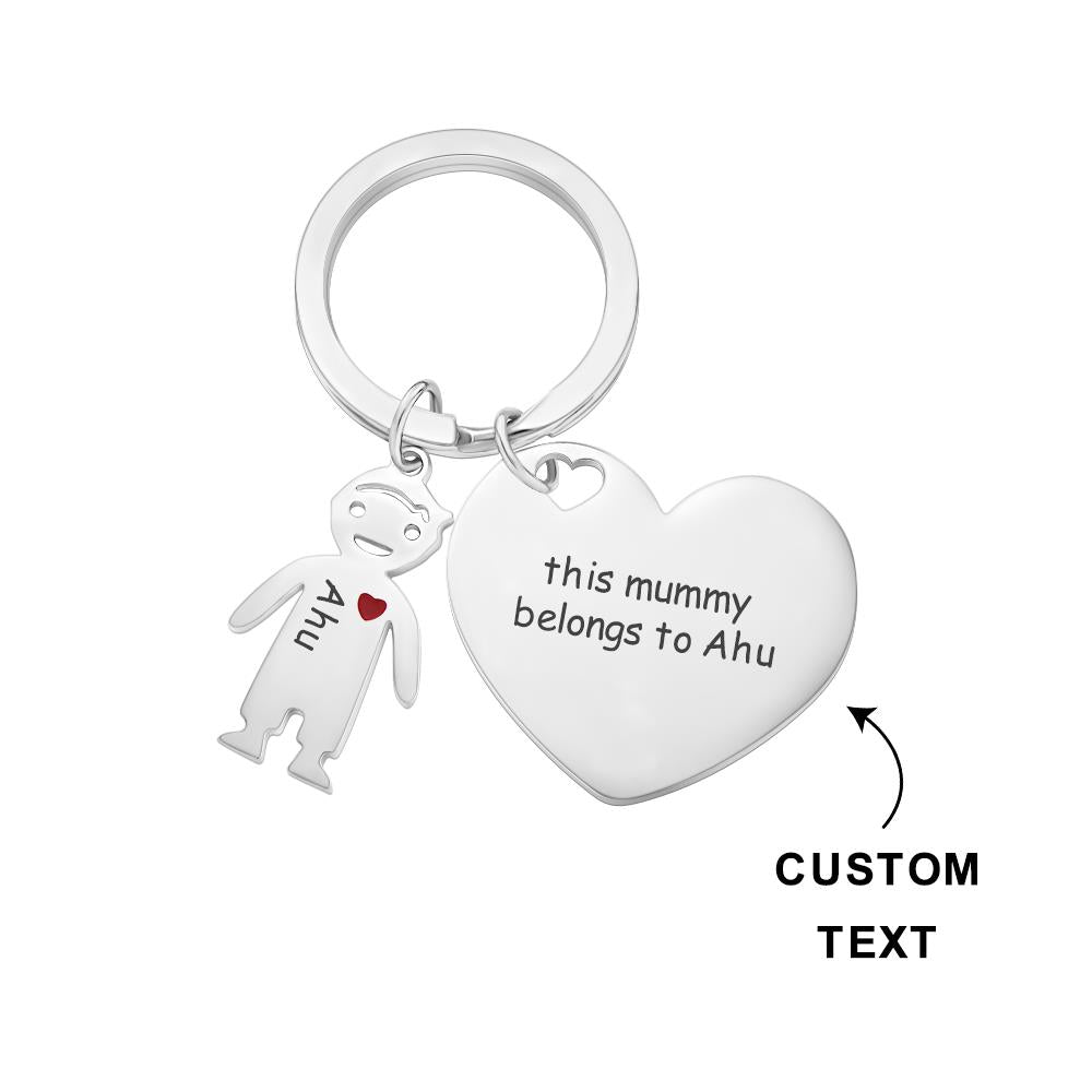 Custom Engraved Heart Keychain Boy Girl Keychain Mother's Day Gifts - soufeelmy