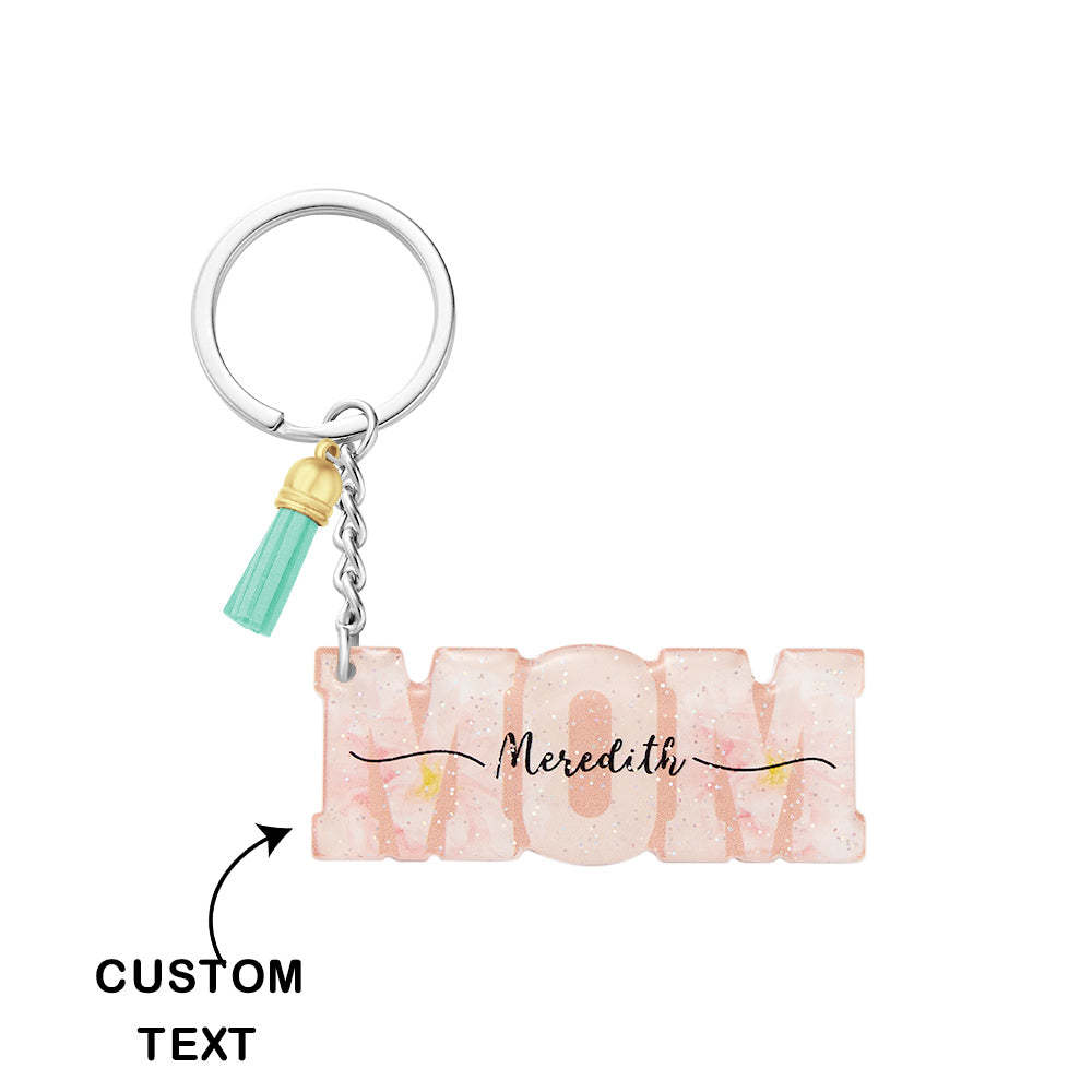 Custom Name Flower Acrylic Keychain Personalized Mama Key Ring Mother's Day Gifts - soufeelmy