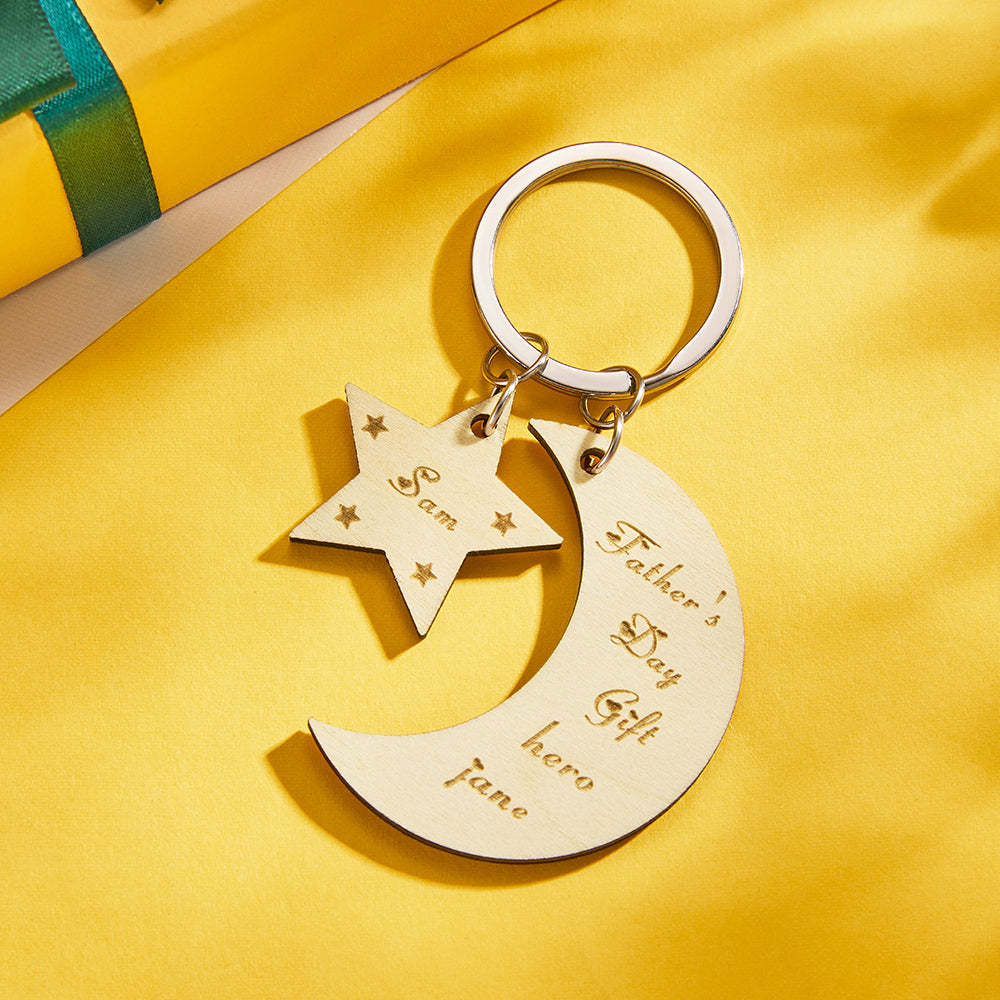 Custom Engraved Keychain Star Moon Creative Gifts - soufeelmy