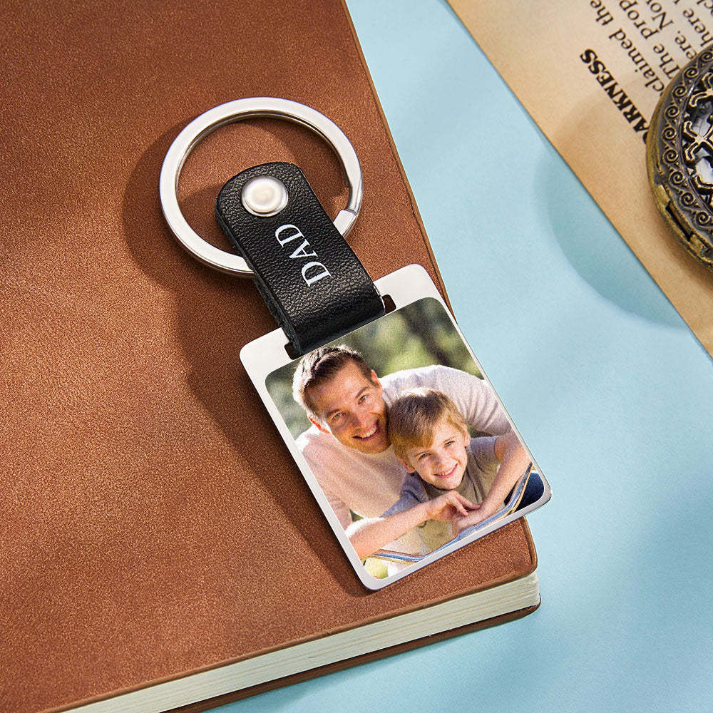 Custom Photo Keychain Leather Gifts for Father - soufeelmy