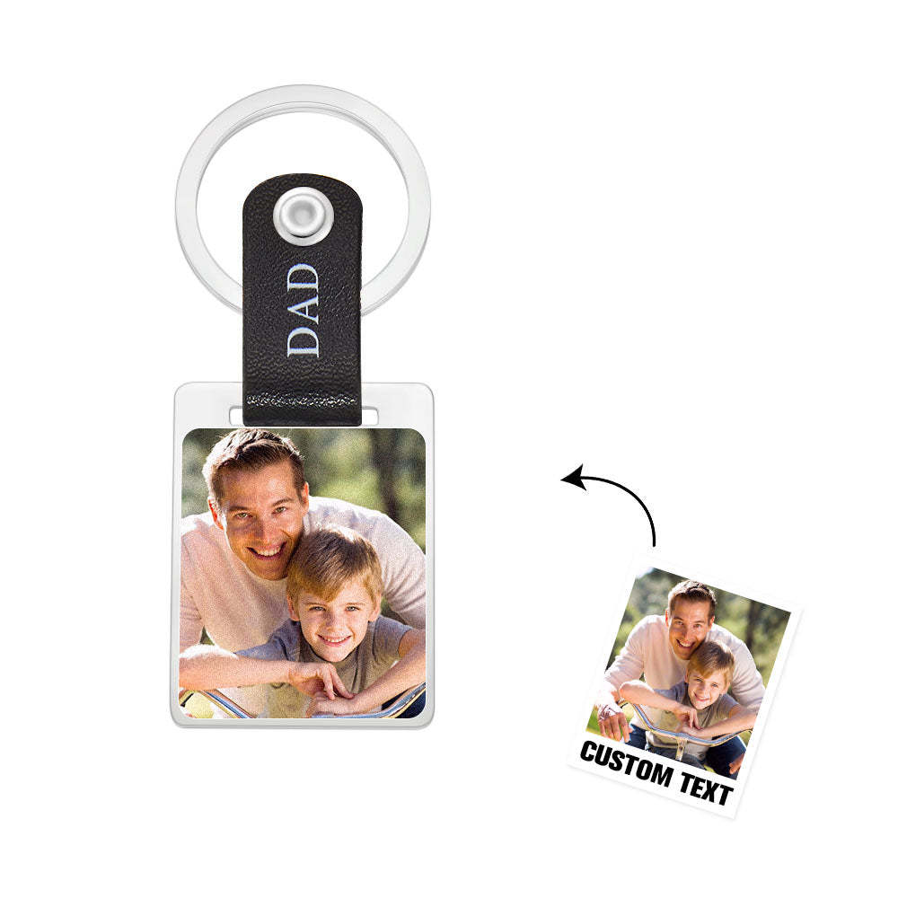 Custom Photo Keychain Leather Gifts for Father - soufeelmy