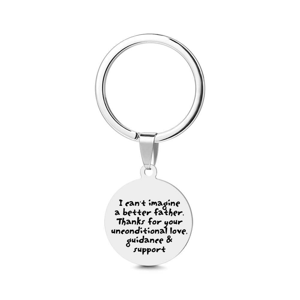 Round Tag Photo Keychain With Engraved Words Best Father Gifts for Father's Day Stainless Steel - soufeelmy