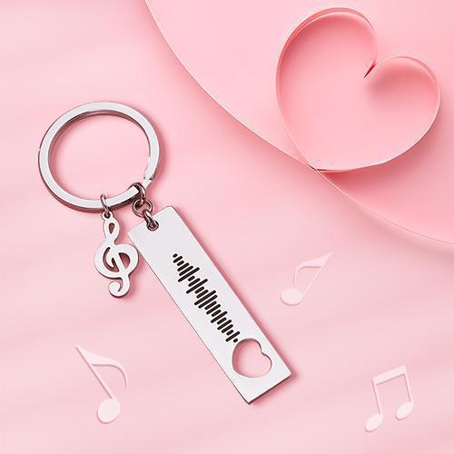 Custom Music Code Scannable Music Keychain with Note Black - soufeelmy