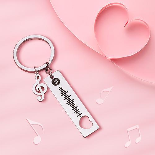 Customized Scannable Spotify Code Plaque Keychain Music and Photo, Song Keychain,Engraved Keychain Anniversary Gifts For Lovers - soufeelmy