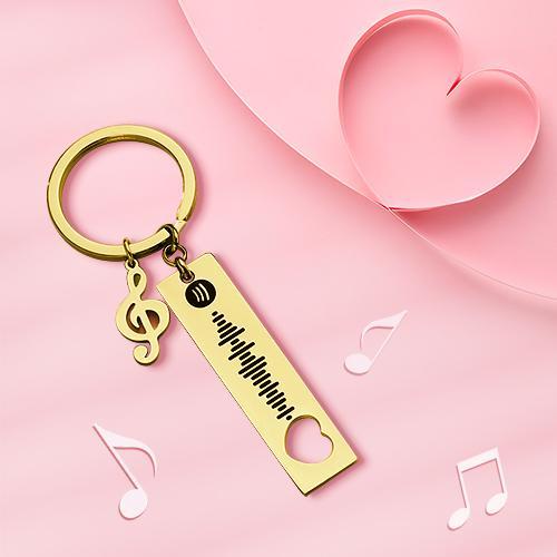 Customized Scannable Spotify Code Plaque Keychain Music and Photo, Song Keychain,Engraved Keychain Anniversary Gifts For Lovers - soufeelmy