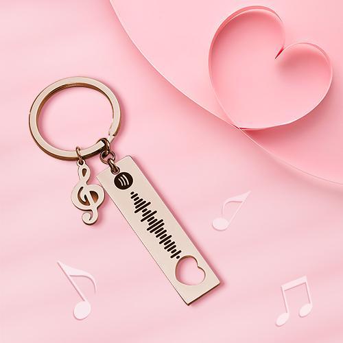 Customized Scannable Spotify Code Plaque Keychain Music and Photo, Song Keychain,Engraved Keychain Anniversary Gifts For Lovers - soufeelmy