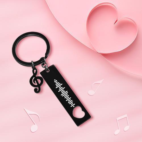 Custom Music Code Scannable Music Keychain with Note Black - soufeelmy