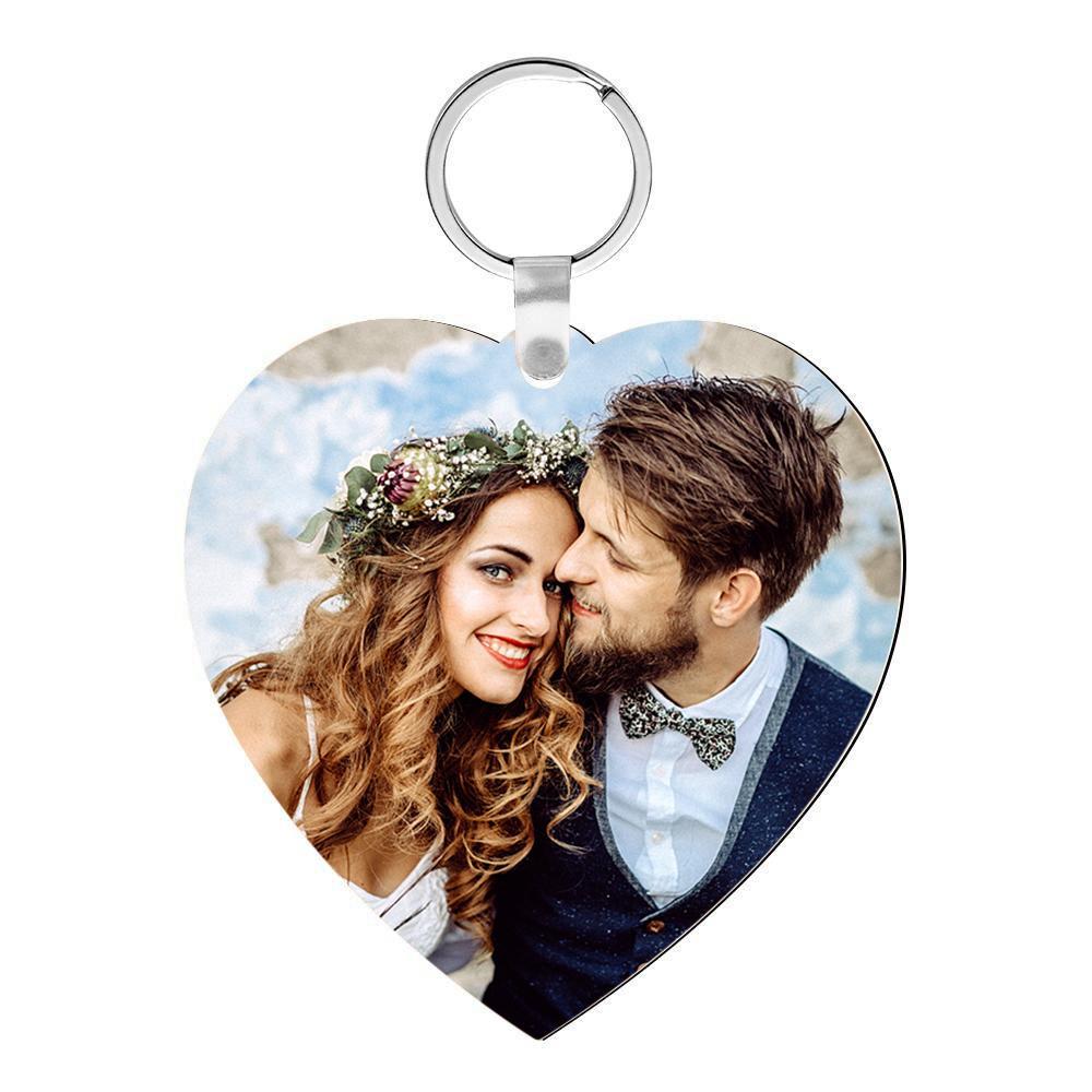 Custom Photo Engraved Keychain Heart Shaped Personalised Calendar Keyring Gift For Lover - soufeelmy