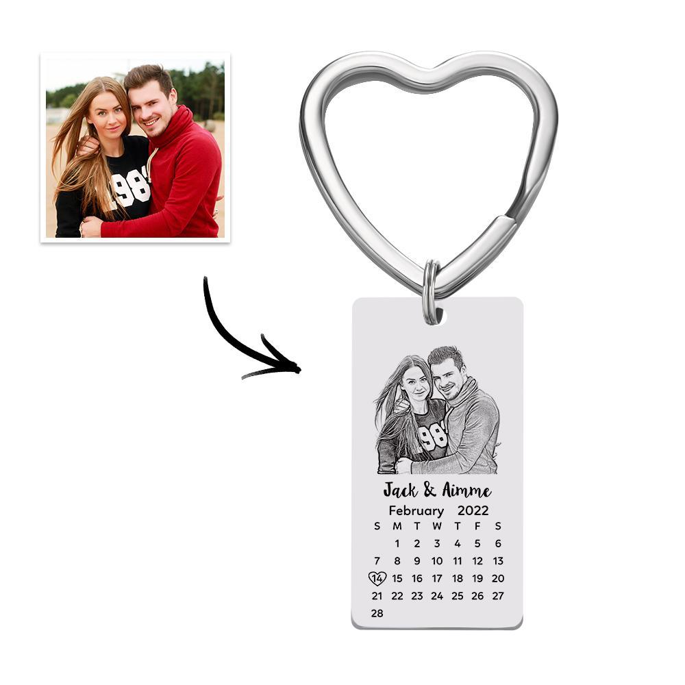 Custom Photo Calendar Keychain with Personalized Text Gift for Lover - soufeelmy