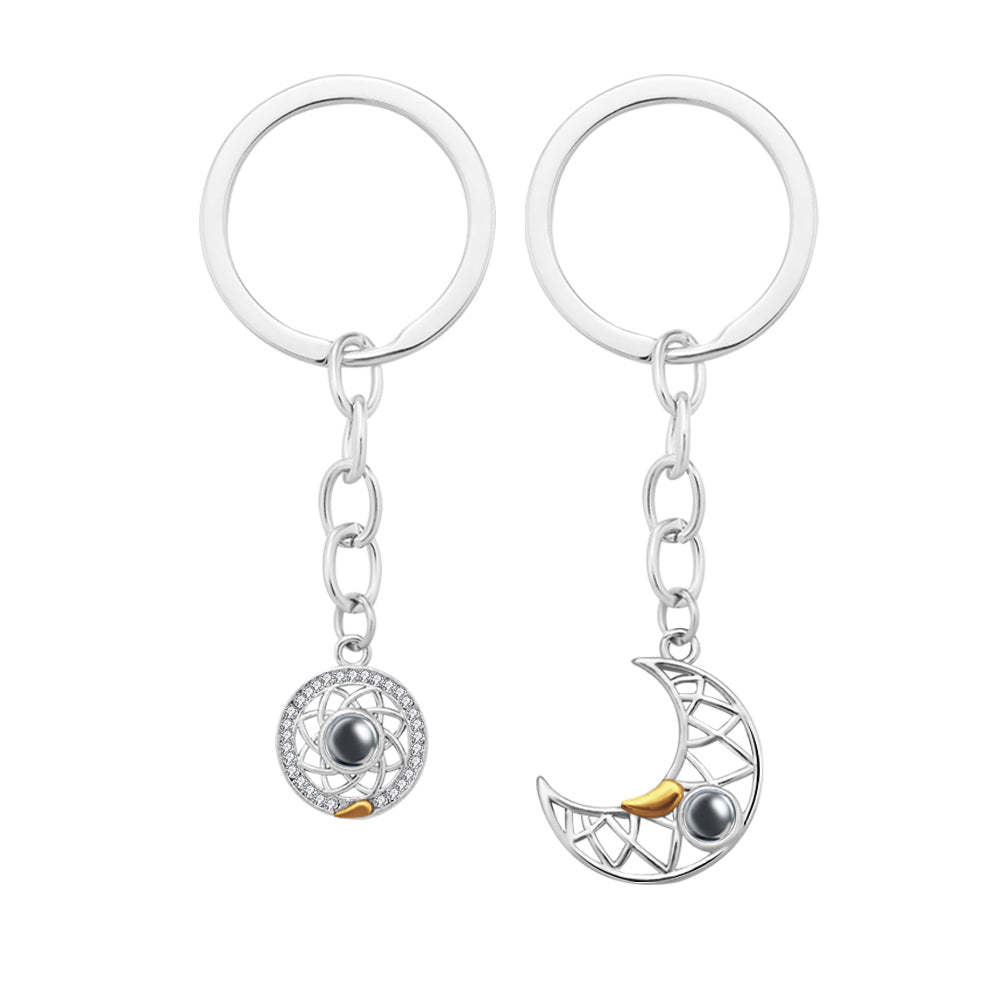 Custom Photo Projection Keychain Sun and Moon Couple Commemorative Gifts - soufeelmy