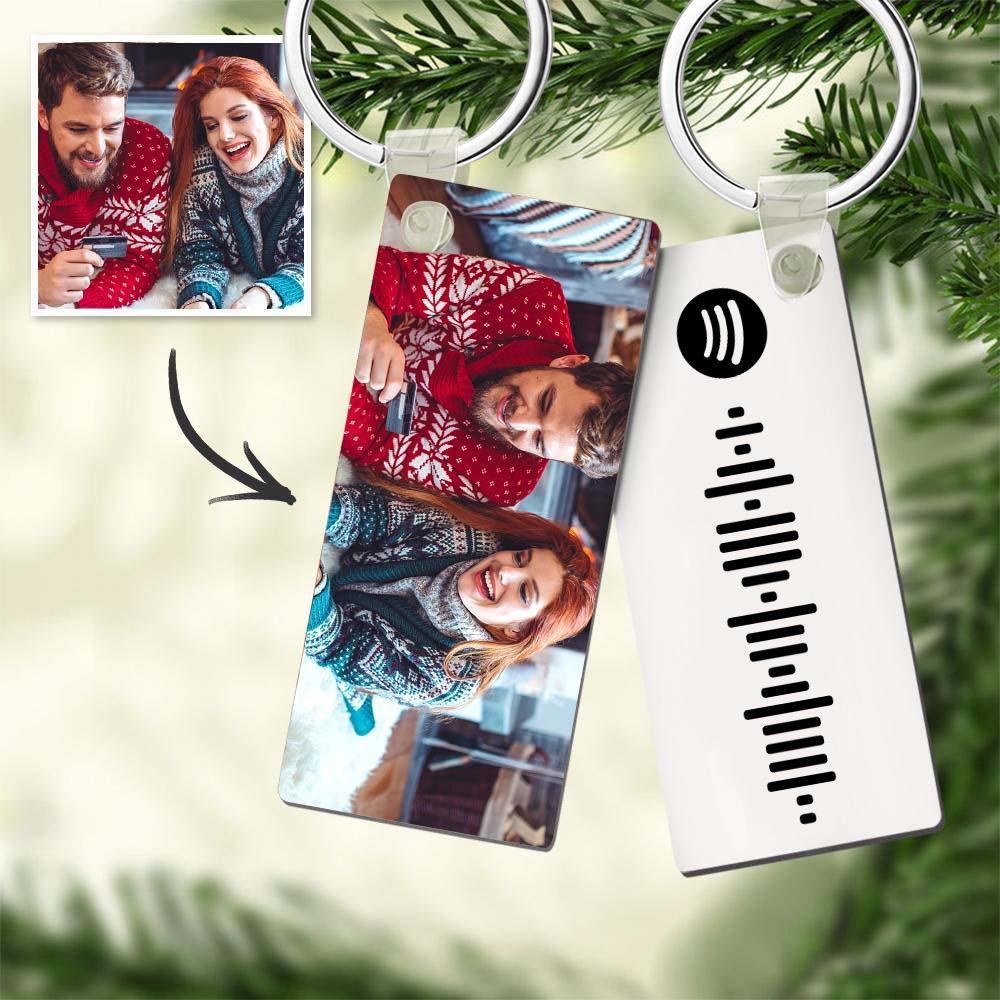 Photo Keychain With Spotify Code Keychain Gifts For Christmas Unique Design - soufeelmy