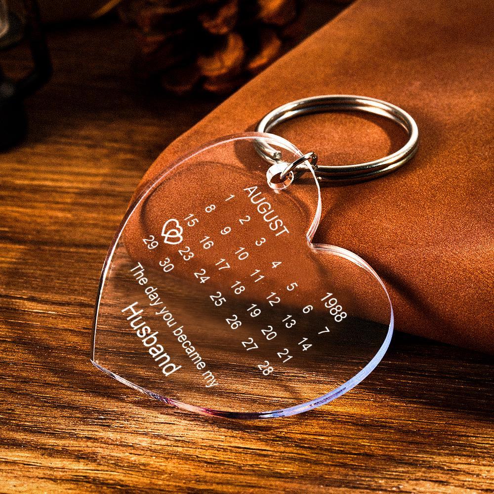 Personalised Calendar Keyring Keychain The Day You Became My Special One Gift Keepsake Engraved Keychain Gifts For Lover - soufeelmy