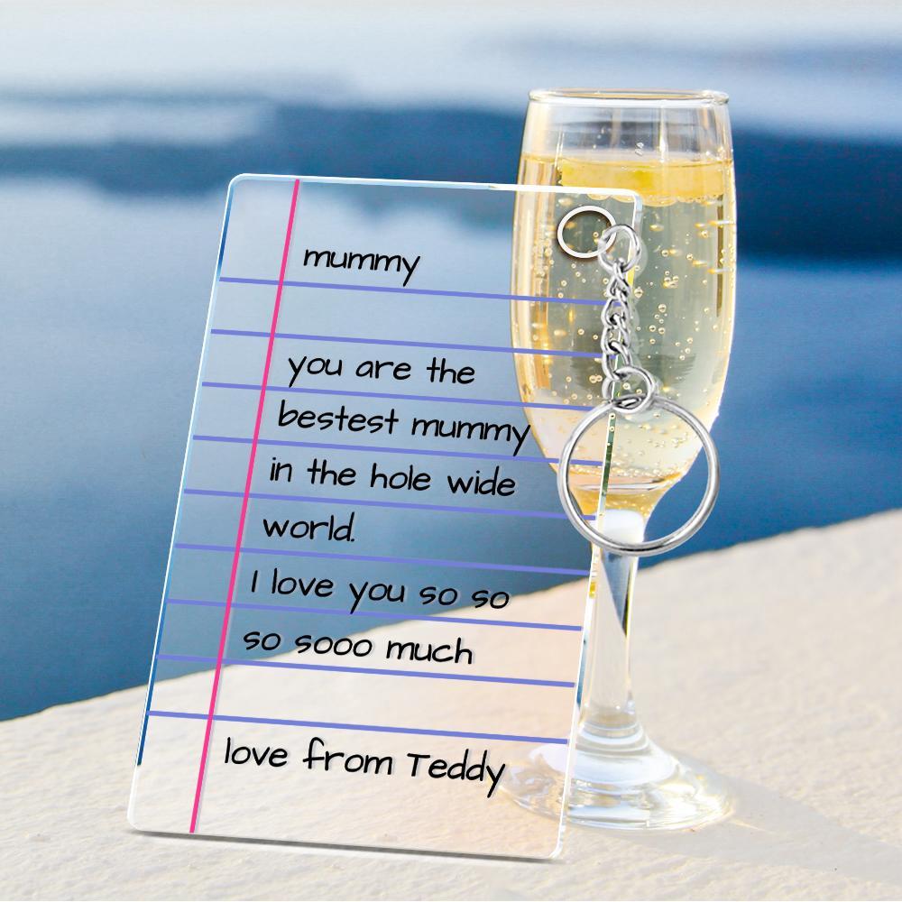 Custom Square Keychain Text Message I Love You Mother's Day Gift - soufeelmy