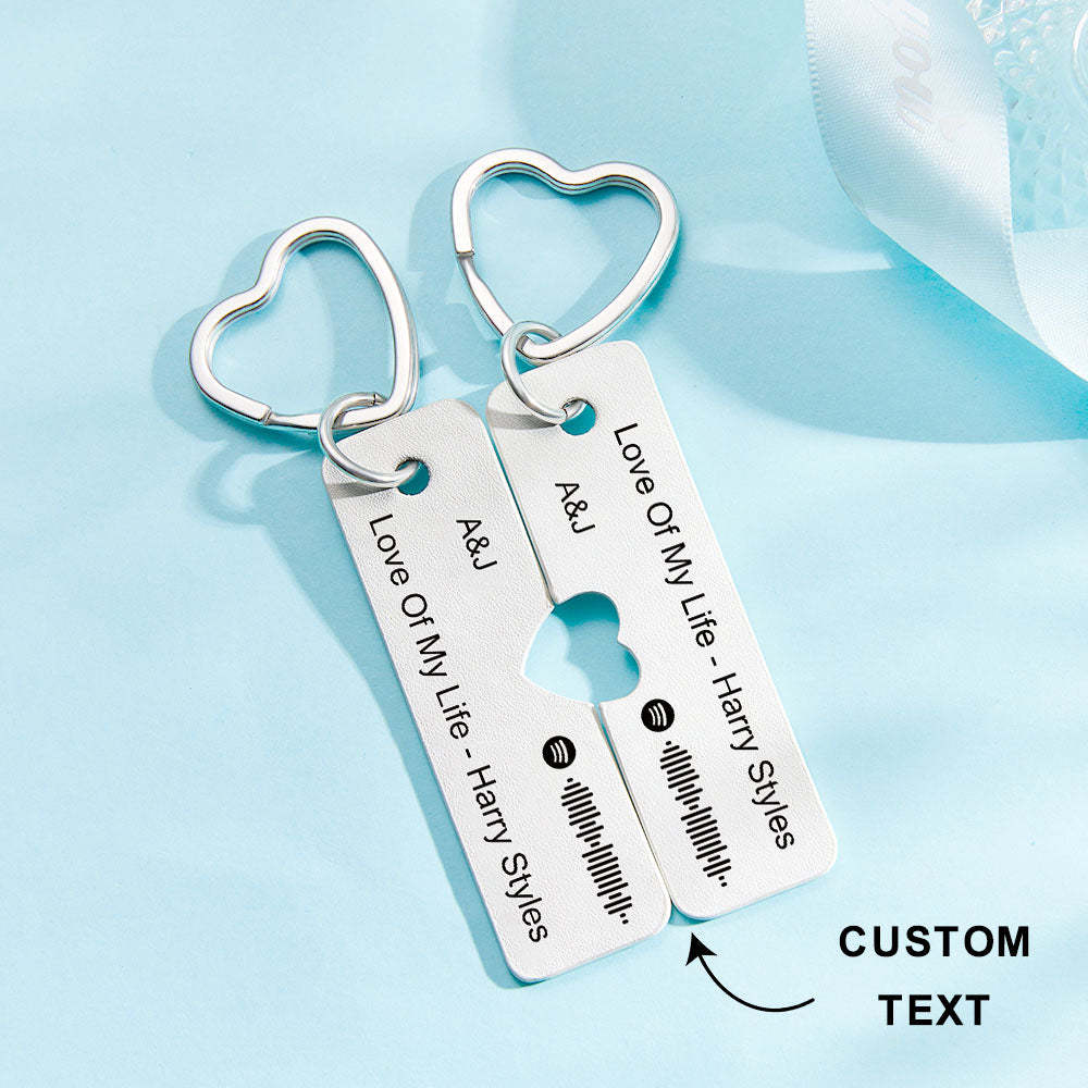 Custom Spotify Code Keychain Personalized Engraved Pair of Leather Keychain Gift for Her - soufeelmy