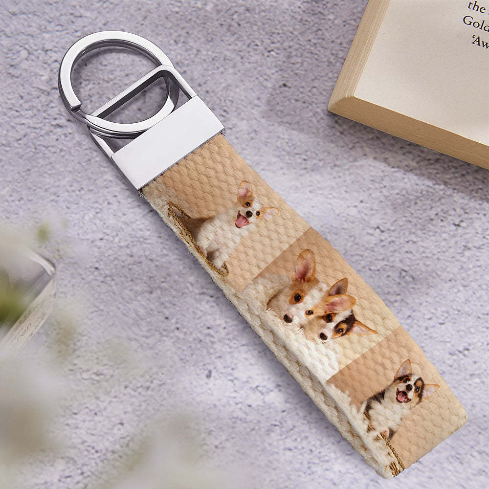 Custom Photo Keychain Wristlet Cute Dog Keychain Unique Gift for Pet Lover - soufeelmy