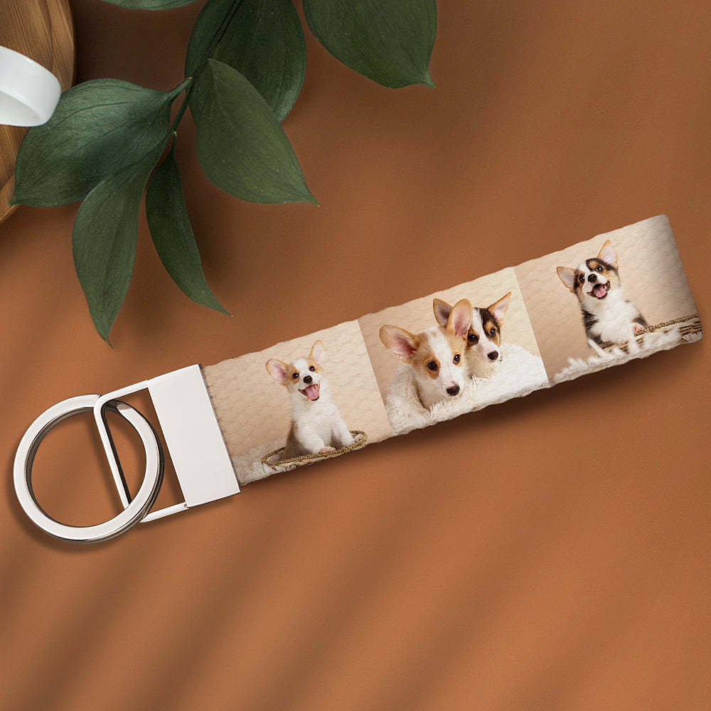 Custom Photo Keychain Wristlet Cute Dog Keychain Unique Gift for Pet Lover - soufeelmy