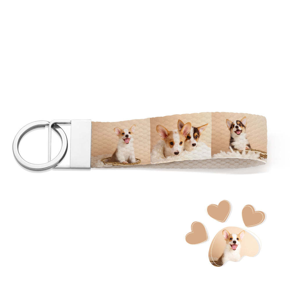Custom Photo Keychain Wristlet Cute Dog Keychain Unique Gift for Pet Lover - soufeelmy