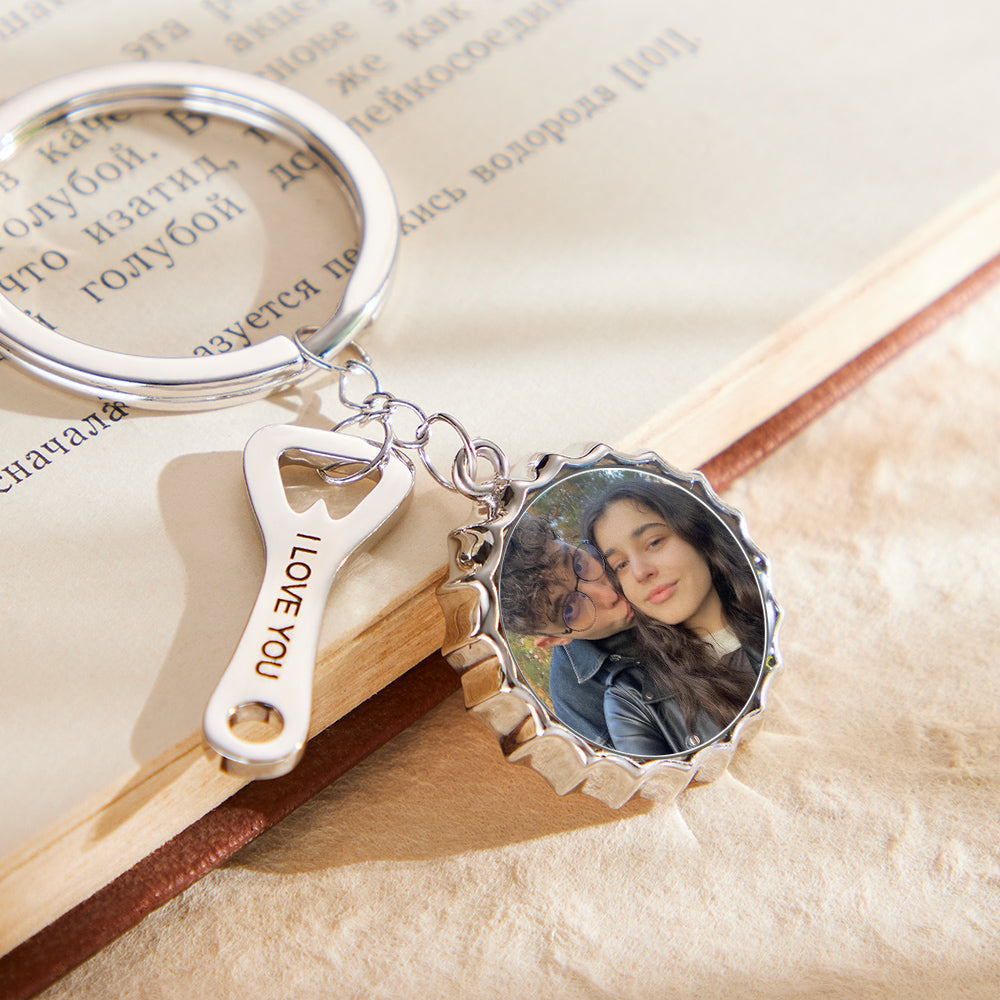 Custom Photo Engraved Keychain Bottle Opener Funny Gifts - soufeelmy