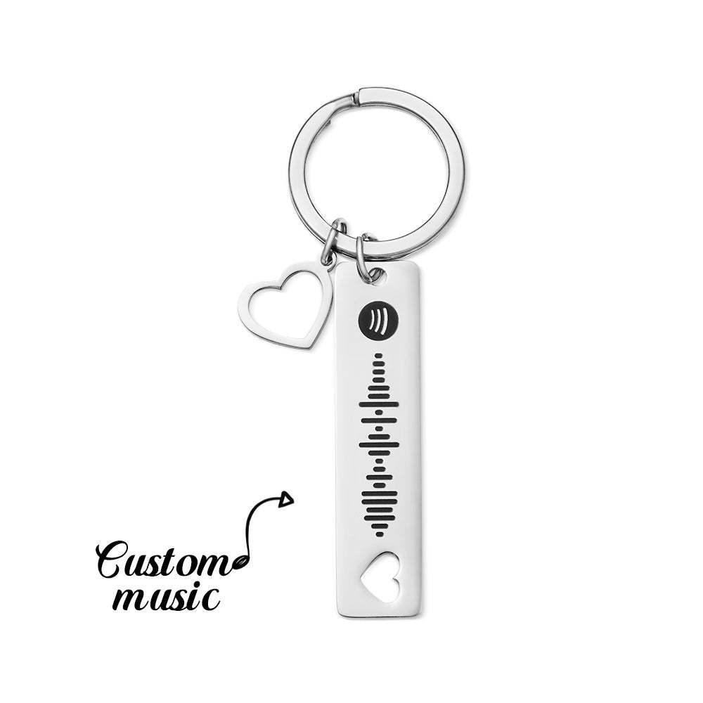 Customized Scannable Spotify Code Plaque Keychain Music and Photo, Song Keychain,Engraved Keychain Anniversary Gifts For Lovers - soufeelmy