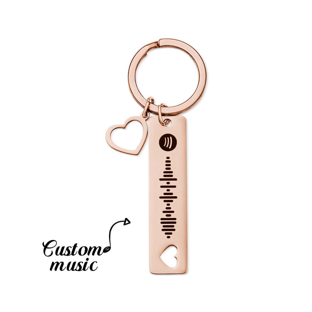 Customized Scannable Spotify Code Plaque Keychain Music and Photo, Song Keychain,Engraved Keychain Anniversary Gifts For Lovers - soufeelmy