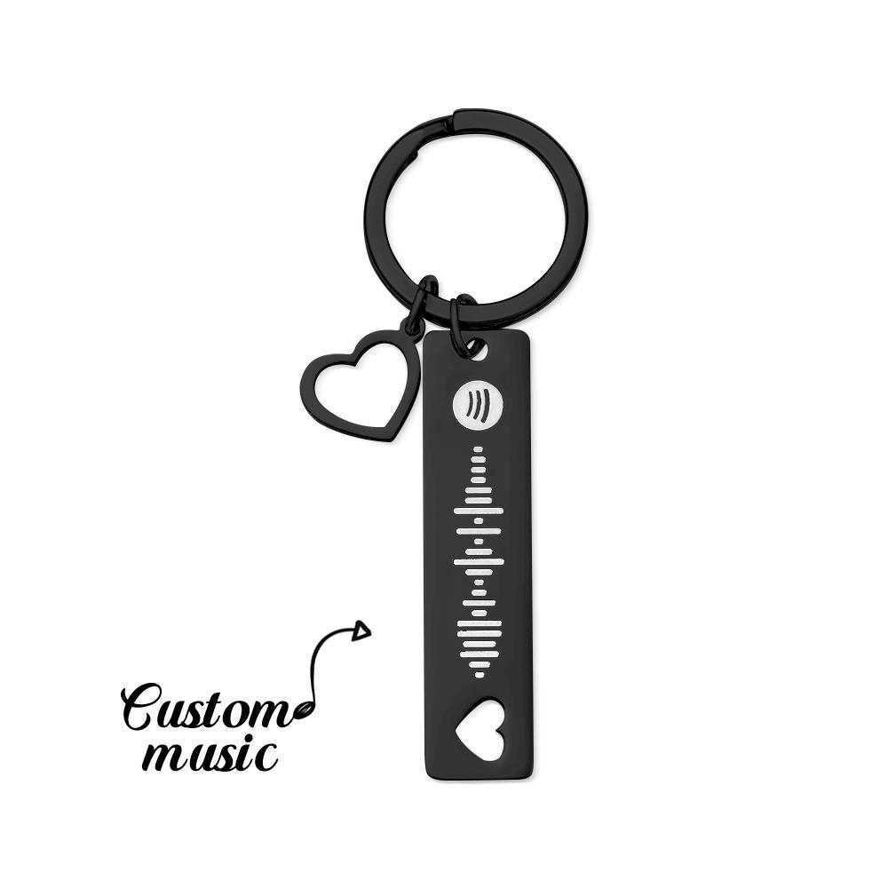 Customized Scannable Spotify Code Plaque Keychain Music and Photo, Song Keychain,Engraved Keychain Anniversary Gifts For Lovers - soufeelmy