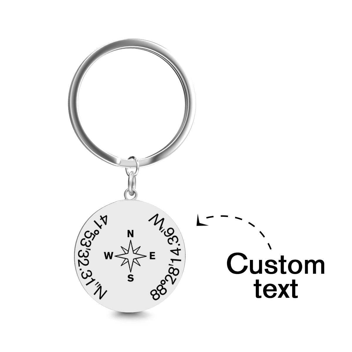 Custom Coordinates Keychain with Compass - Custom Latitude Longitude Keychain - soufeelmy