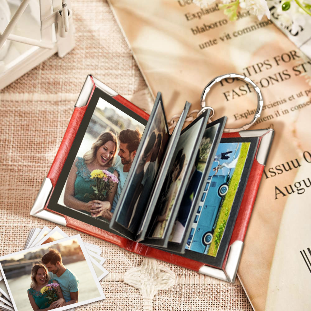 Custom Photo Album Keychain Personalized Photo Leather Keychain Romantic Gift - soufeelmy