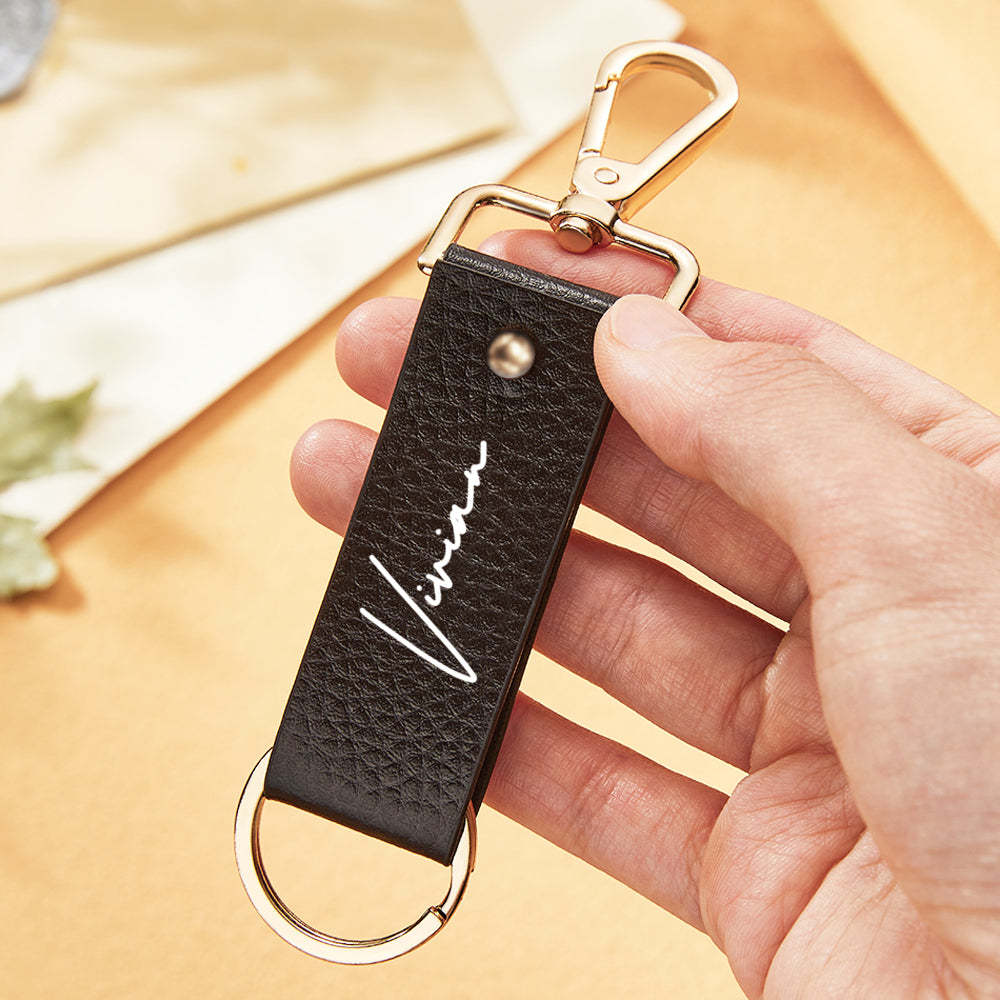 Custom Engraved Keychain Stylish Leather Keychain Gift for Men - soufeelmy