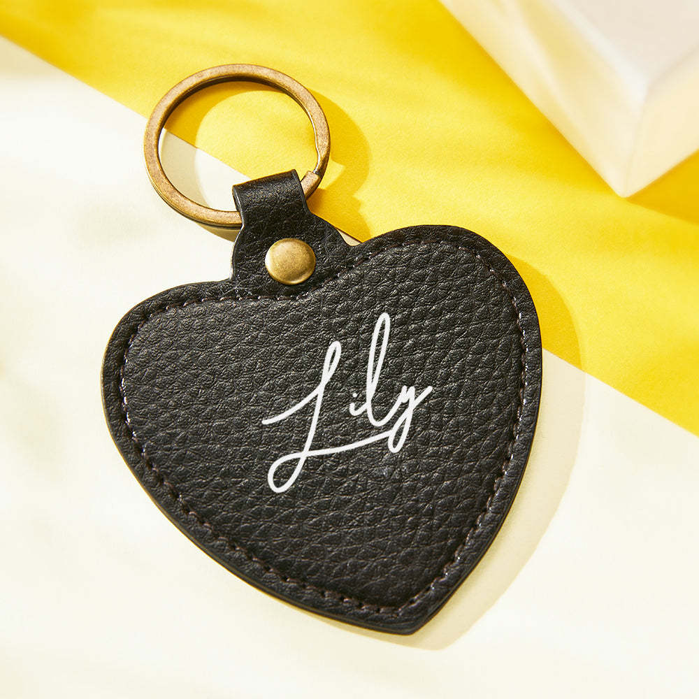 Custom Engraved Keychain Leather Heart-shaped Keyring Gift for Her - soufeelmy