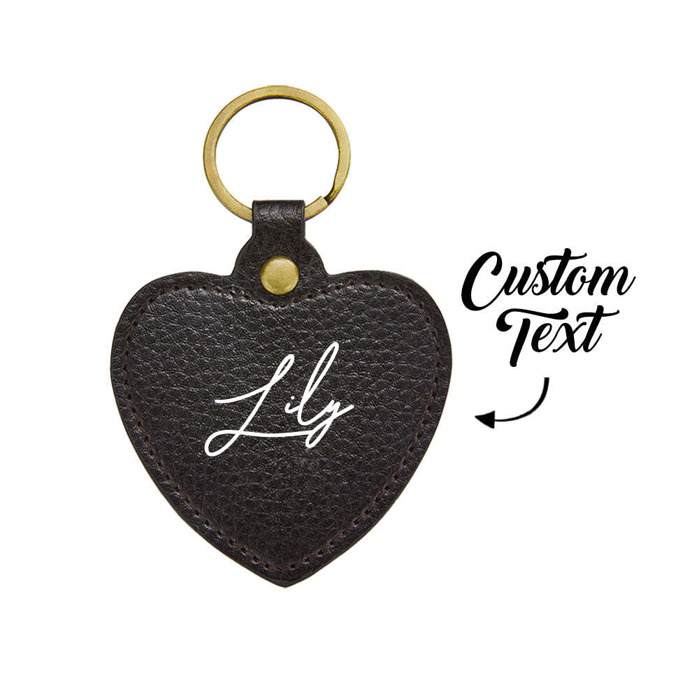 Custom Engraved Keychain Leather Heart-shaped Keyring Gift for Her - soufeelmy
