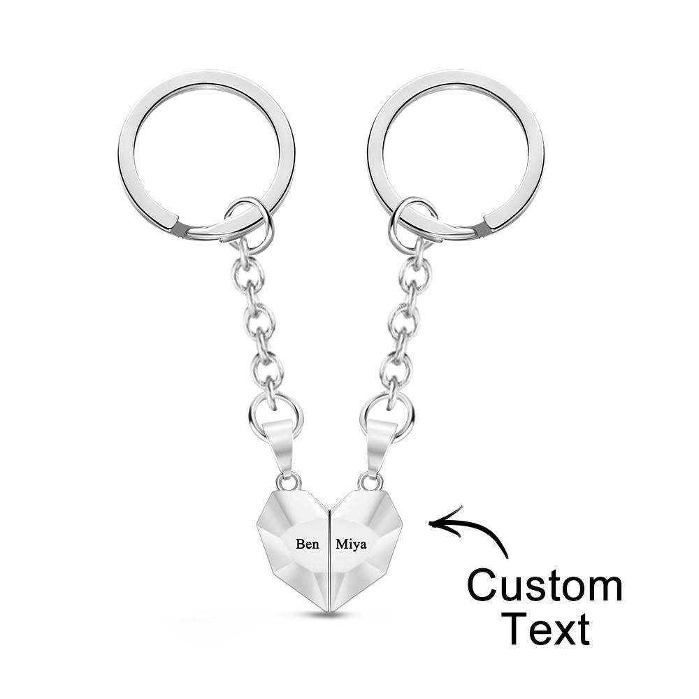 Custom Engraved Keychain Magnetic Matching Heart Keychains Gift for Couple - soufeelmy