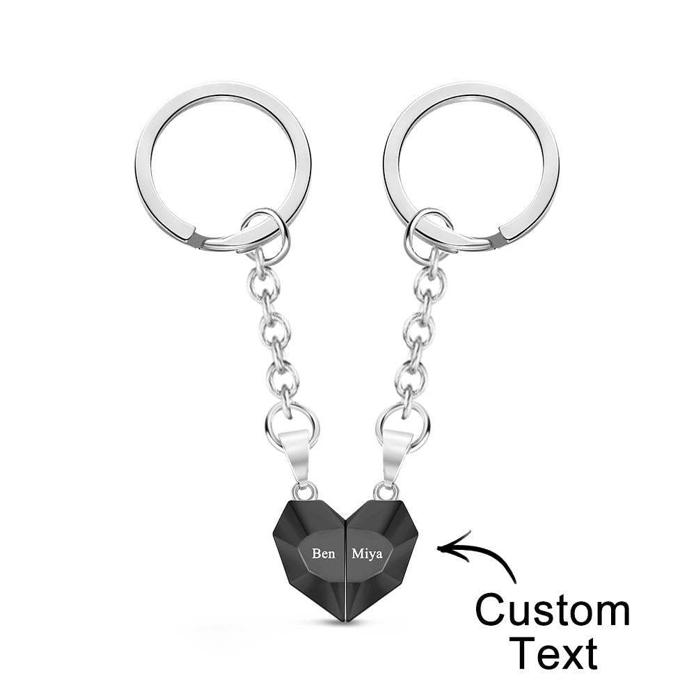 Custom Engraved Keychain Magnetic Matching Heart Keychains Gift for Couple - soufeelmy