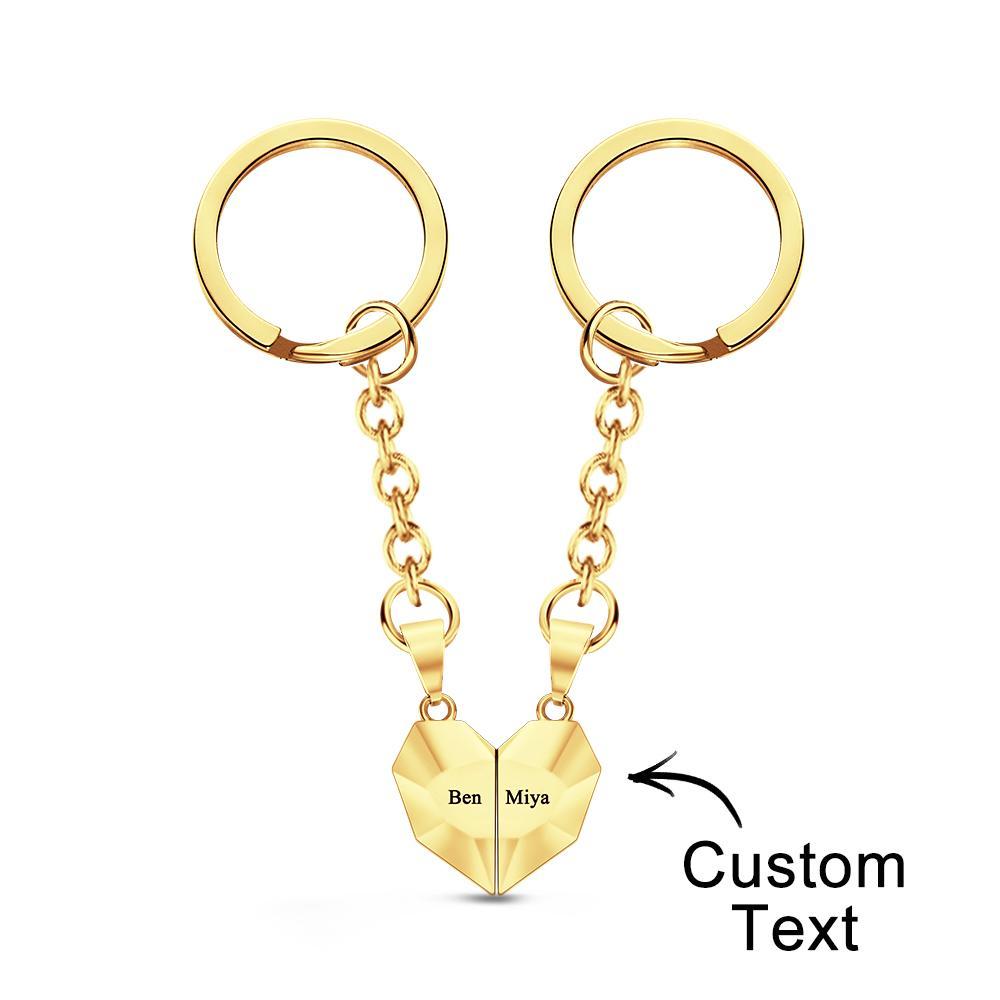 Custom Engraved Keychain Magnetic Matching Heart Keychains Gift for Couple - soufeelmy