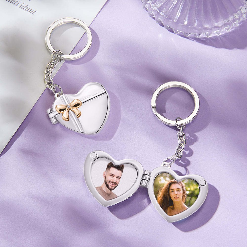 Custom Photo Keychain Double Photo Frame Heart-shaped Keychain Commemorative Gift - soufeelmy