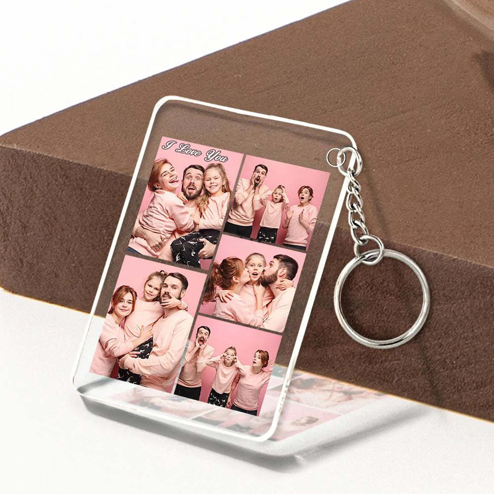 Custom Multi Photo Acrylic Keychain Personalized Collage Photo Key Ring for Lover - soufeelmy