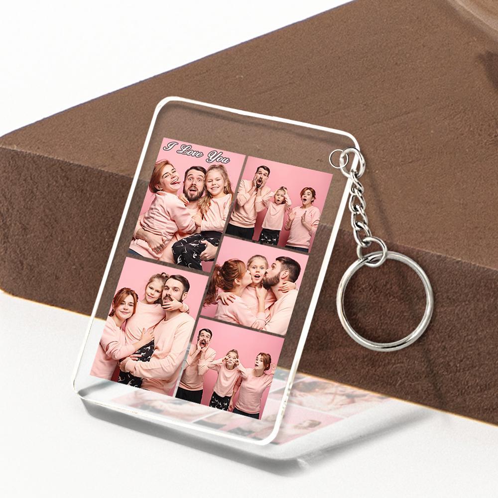 Custom Multi Photo Acrylic Keychain Personalized Collage Photo Key Ring - soufeelmy