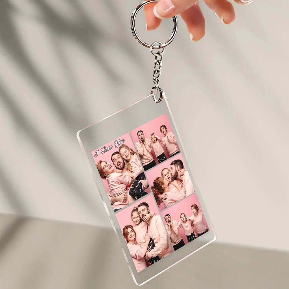 Custom Multi Photo Acrylic Keychain Personalized Collage Photo Key Ring for Lover - soufeelmy