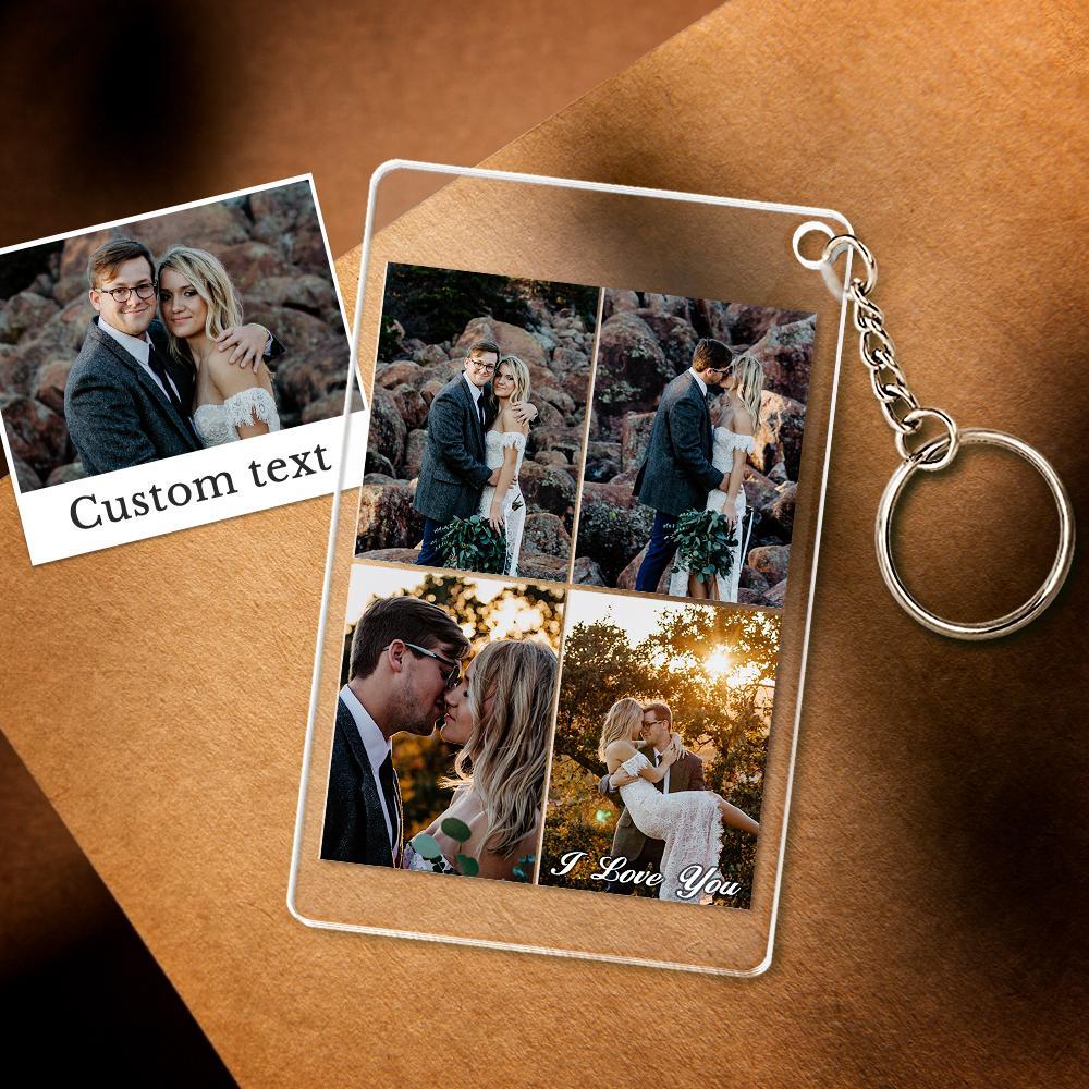 Custom Multi Photo Acrylic Keychain Personalized Collage Photo Key Ring for Lover - soufeelmy