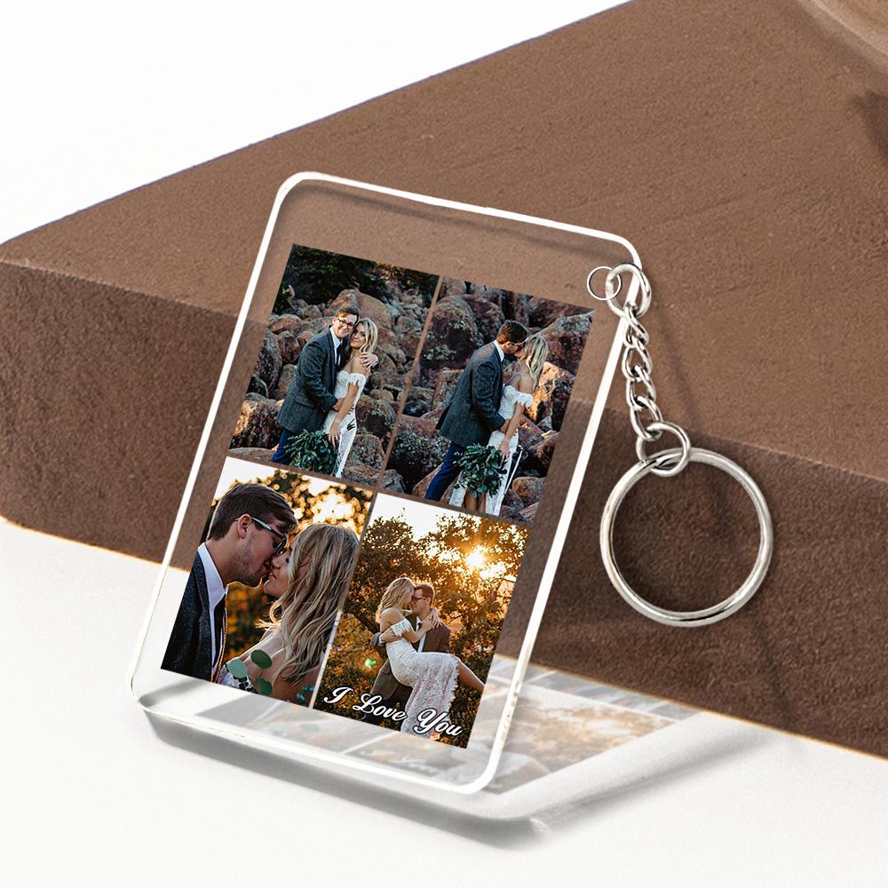 Custom Multi Photo Acrylic Keychain Personalized Collage Photo Key Ring for Lover - soufeelmy