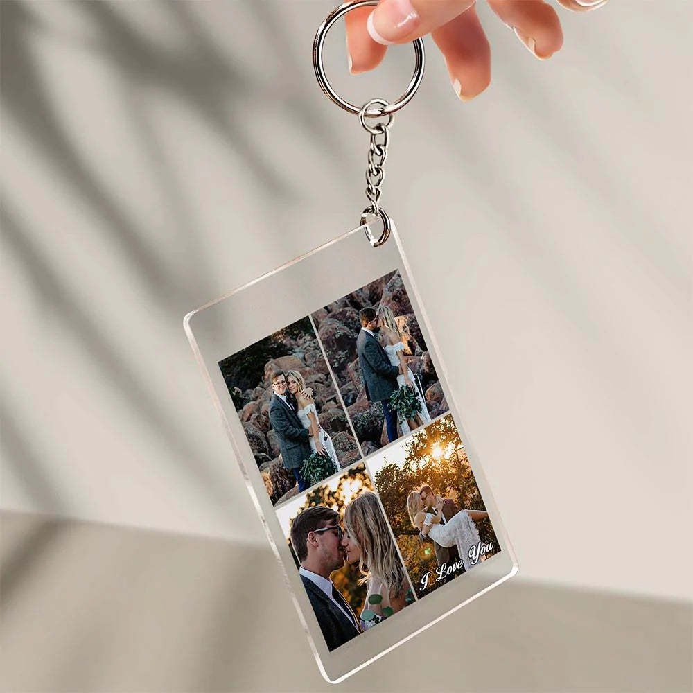 Custom Multi Photo Acrylic Keychain Personalized Collage Photo Key Ring for Lover - soufeelmy