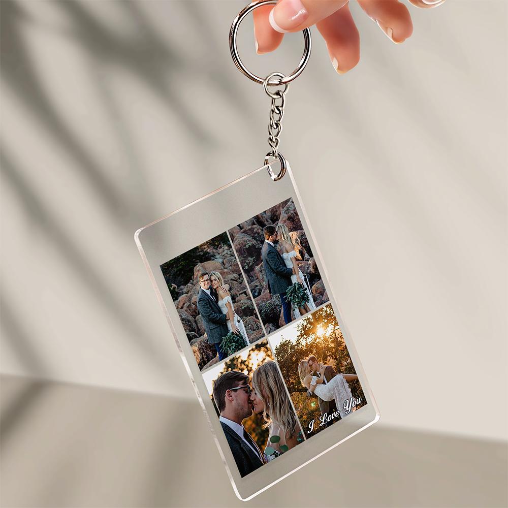 Custom Multi Photo Acrylic Keychain Personalized Collage Photo Key Ring - soufeelmy